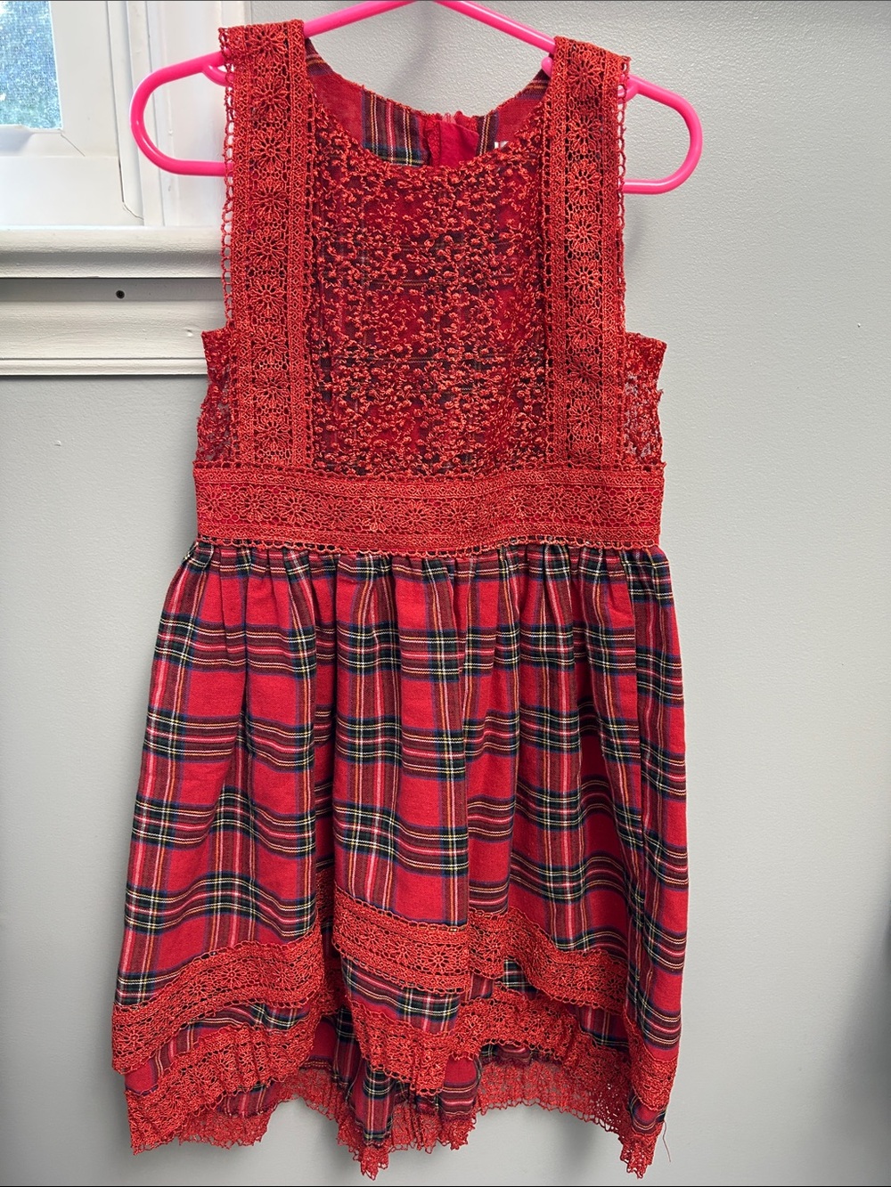 Trish Scully Christmas Plaid High Low Dress Girls 5 - Picture 4 of 10